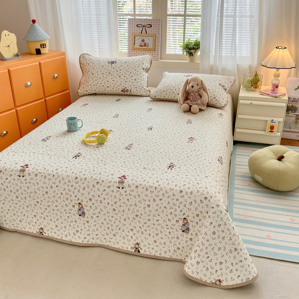 91家纺网 家纺一手货源 找家纺 老帅的工厂店 2026新款三角针泡芙夏被床盖四件套 小红帽