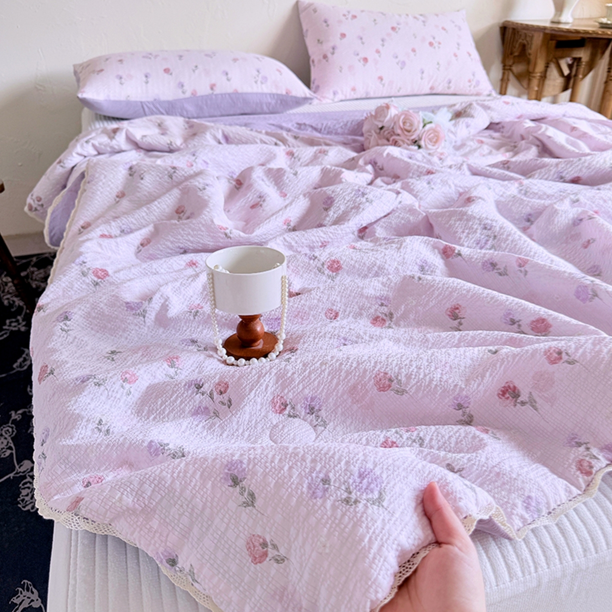 91家纺网 家纺一手货源 找家纺 亿品家纺 2026新款泡芙棉花边款夏被夏凉被空调被 约定