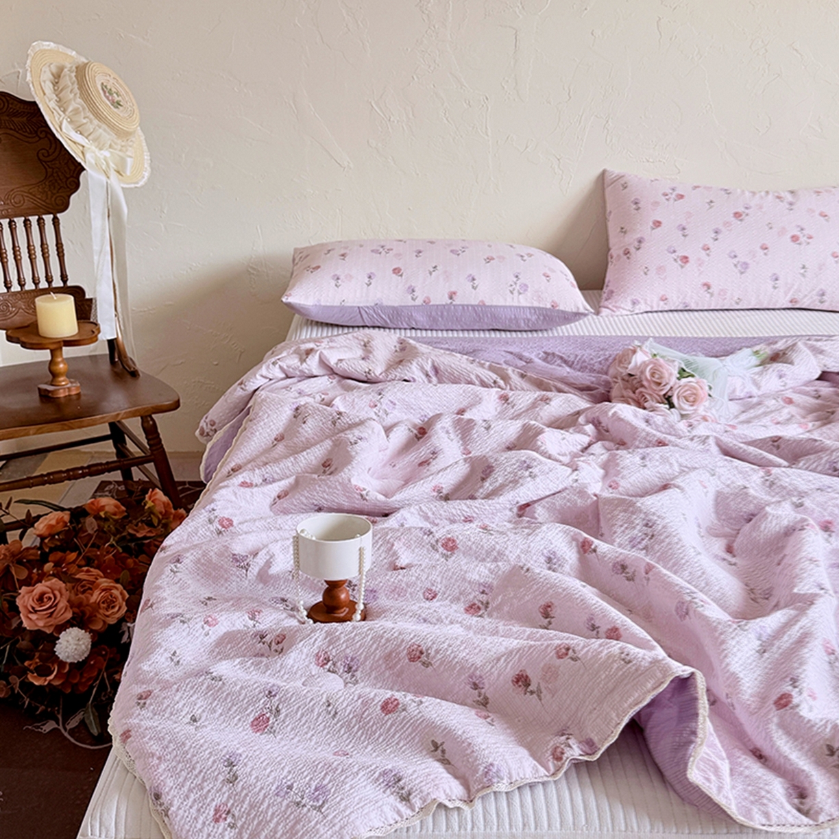 91家纺网 家纺一手货源 找家纺 亿品家纺 2026新款泡芙棉花边款夏被夏凉被空调被 约定