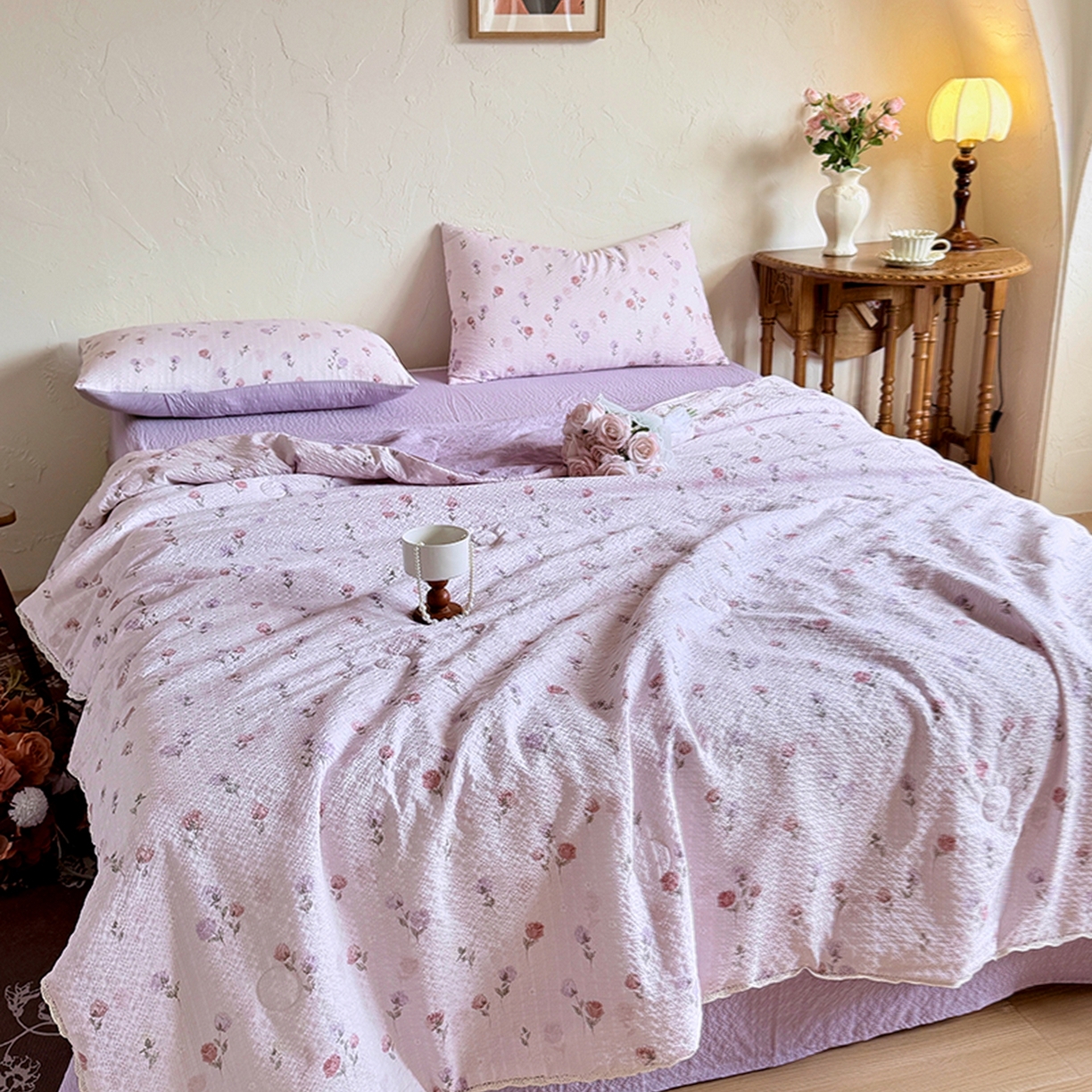 91家纺网 家纺一手货源 找家纺 亿品家纺 2026新款泡芙棉花边款夏被夏凉被空调被 约定