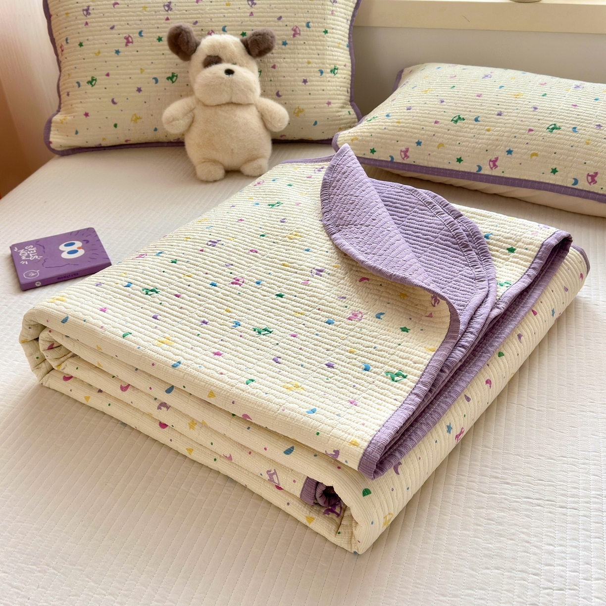 91家纺网 家纺一手货源 找家纺 老帅的工厂店 2026新款三角针泡芙夏被床盖四件套 星月木马