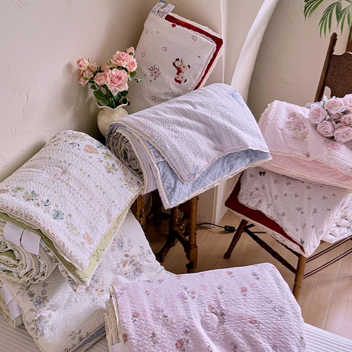 亿品家纺 2026新款泡芙棉花边款夏被夏凉被空调被 组合图仅供展示-不可下单