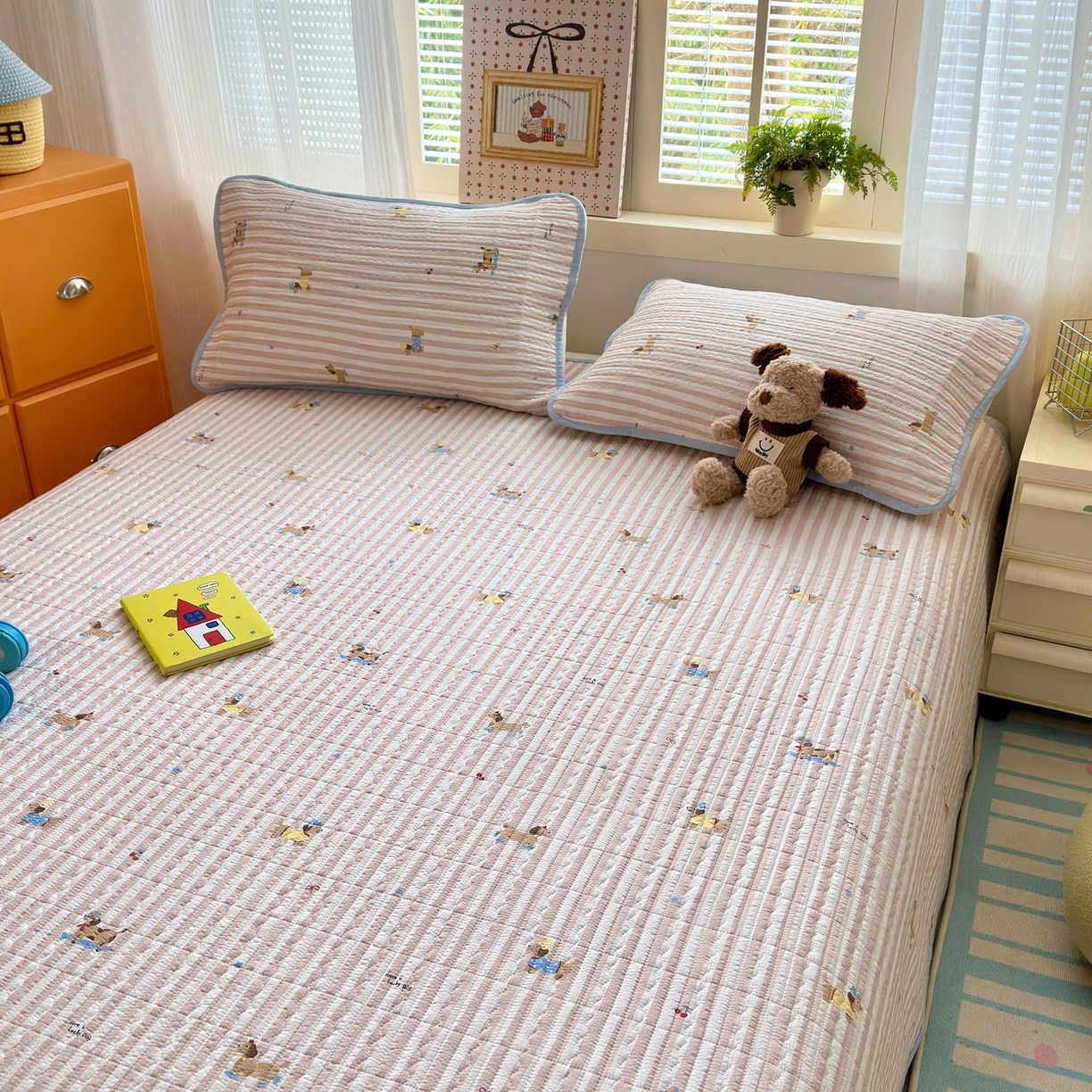 91家纺网 家纺一手货源 找家纺 老帅的工厂店 2026新款三角针泡芙夏被床盖四件套 幸运狗