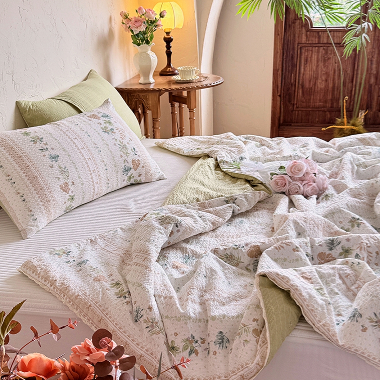 91家纺网 家纺一手货源 找家纺 亿品家纺 2026新款泡芙棉花边款夏被夏凉被空调被 时光