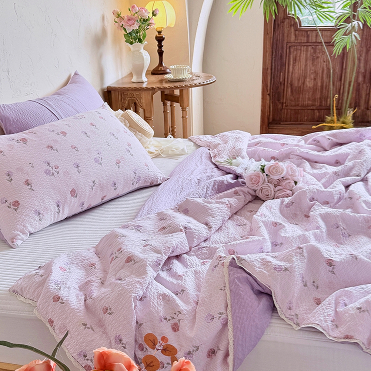 91家纺网 家纺一手货源 找家纺 亿品家纺 2026新款泡芙棉花边款夏被夏凉被空调被 约定