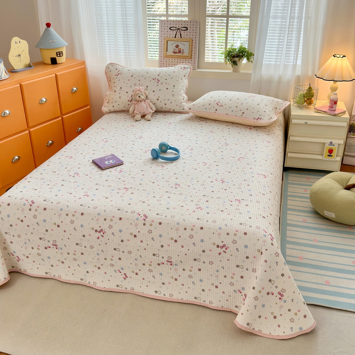 91家纺网 家纺一手货源 找家纺 老帅的工厂店 2026新款三角针泡芙夏被床盖四件套 雪星织