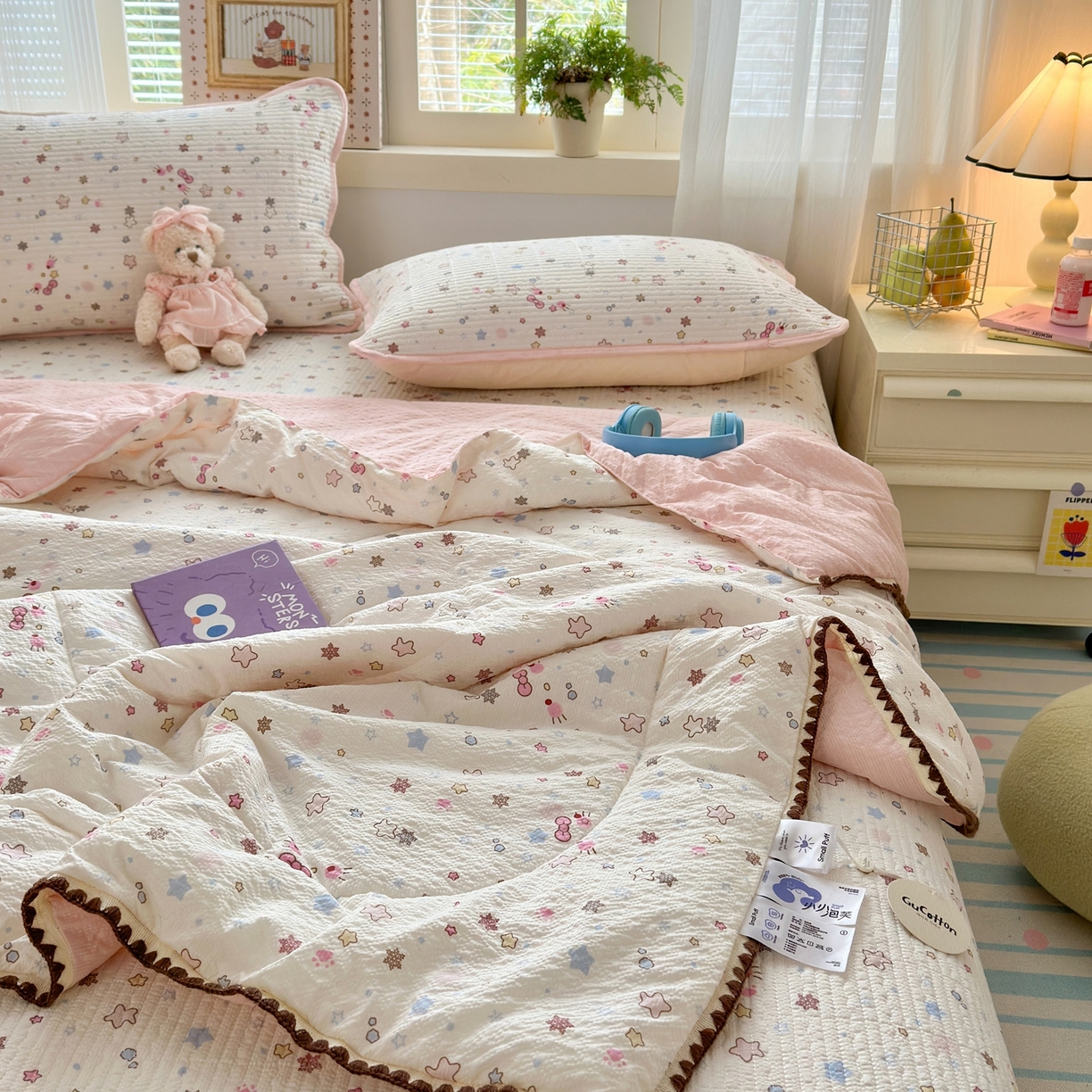 91家纺网 家纺一手货源 找家纺 老帅的工厂店 2026新款三角针泡芙夏被床盖四件套 雪星织