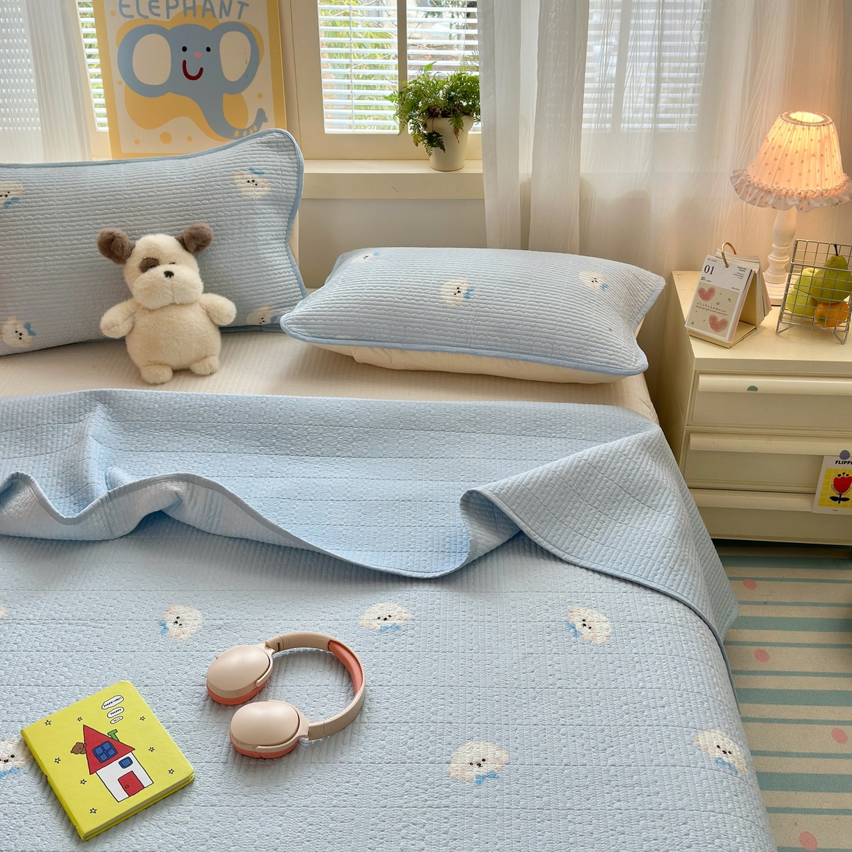 91家纺网 家纺一手货源 找家纺 （总）老帅的工厂店 2026新款三角针泡芙夏被床盖四件套