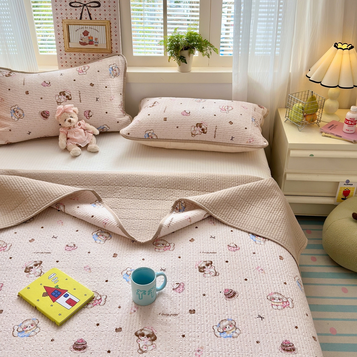 91家纺网 家纺一手货源 找家纺 （总）老帅的工厂店 2026新款三角针泡芙夏被床盖四件套