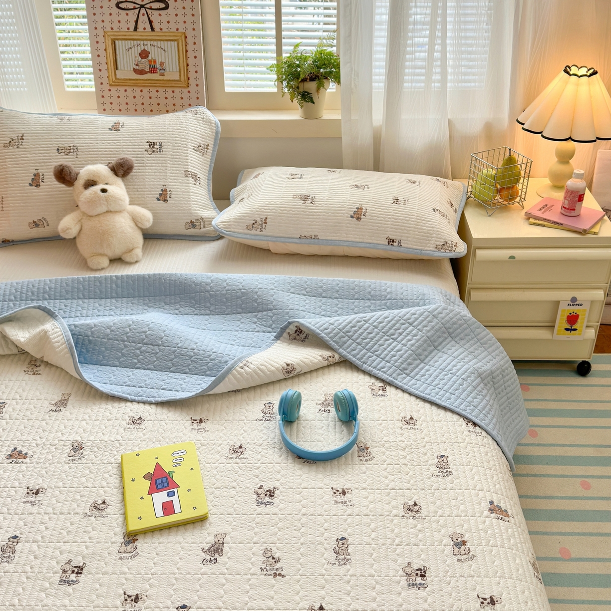 91家纺网 家纺一手货源 找家纺 （总）老帅的工厂店 2026新款三角针泡芙夏被床盖四件套