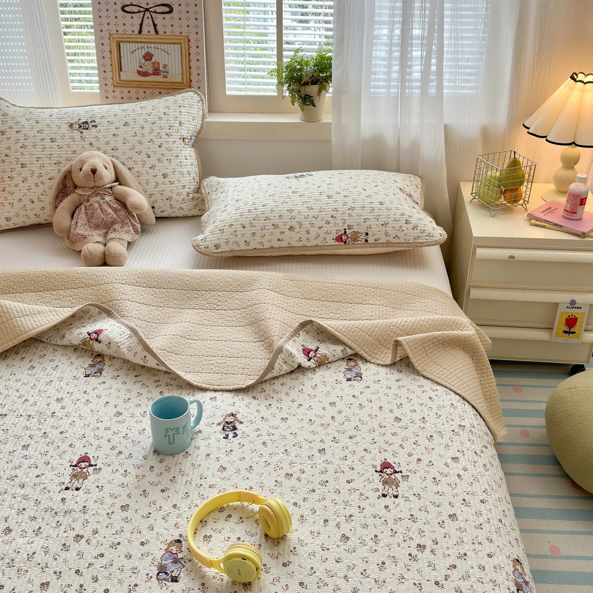 91家纺网 家纺一手货源 找家纺 （总）老帅的工厂店 2026新款三角针泡芙夏被床盖四件套