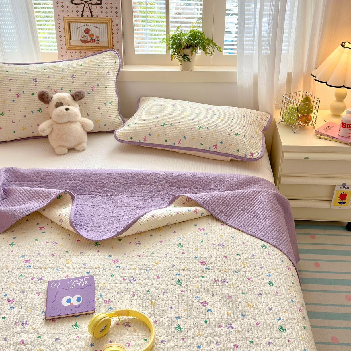 91家纺网 家纺一手货源 找家纺 （总）老帅的工厂店 2026新款三角针泡芙夏被床盖四件套