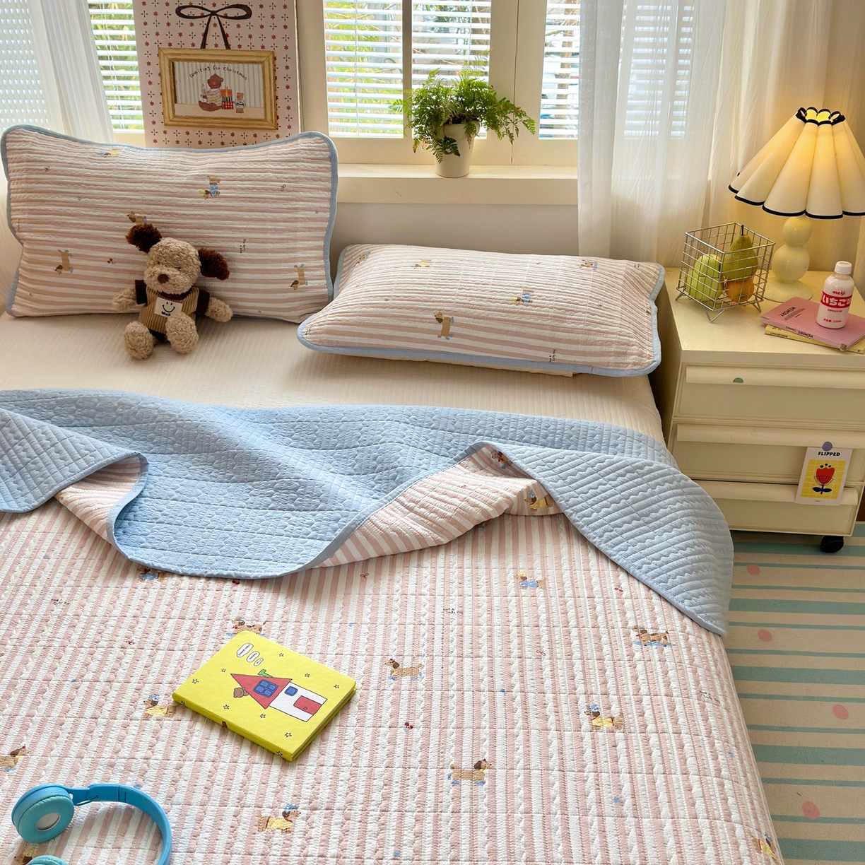 91家纺网 家纺一手货源 找家纺 （总）老帅的工厂店 2026新款三角针泡芙夏被床盖四件套