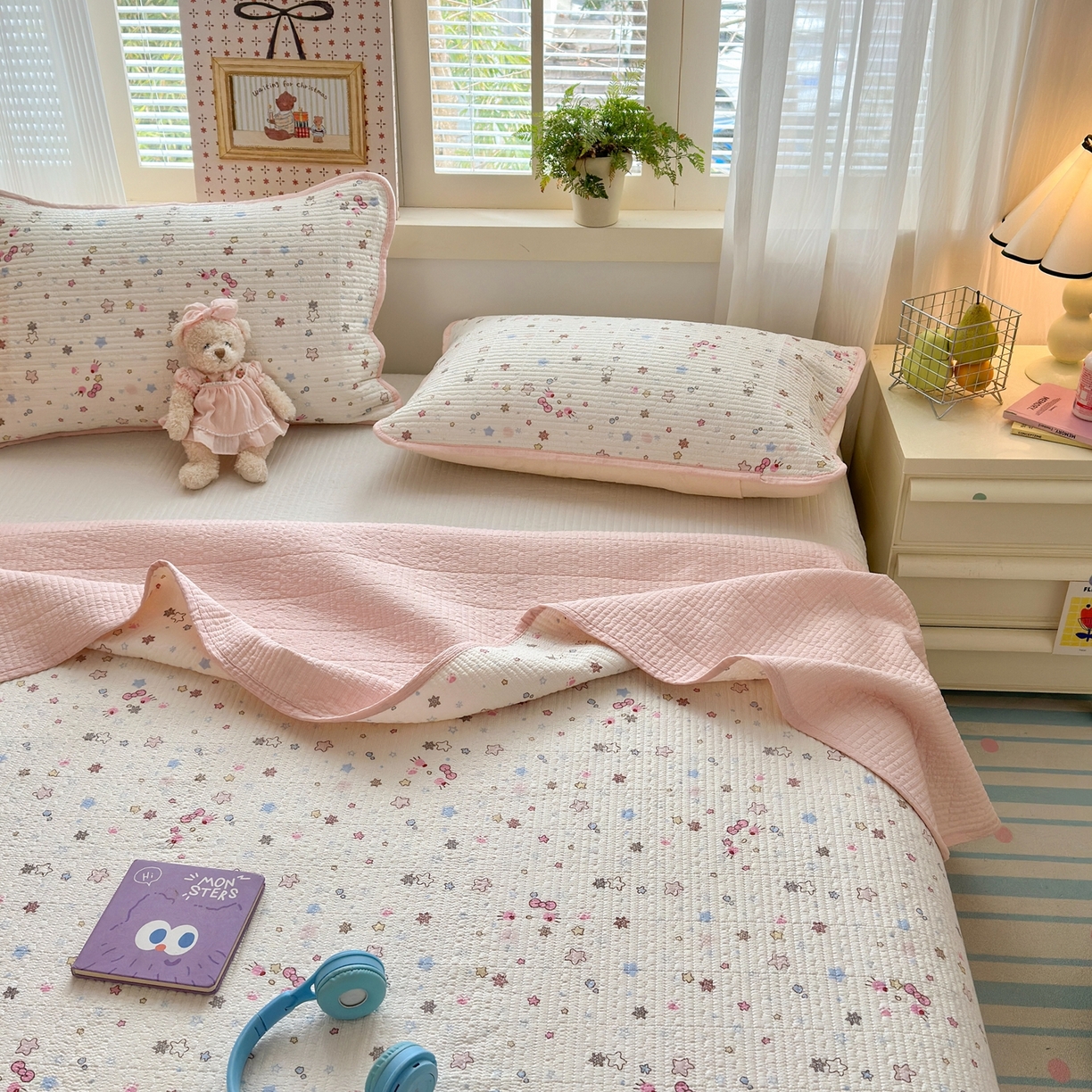 91家纺网 家纺一手货源 找家纺 （总）老帅的工厂店 2026新款三角针泡芙夏被床盖四件套