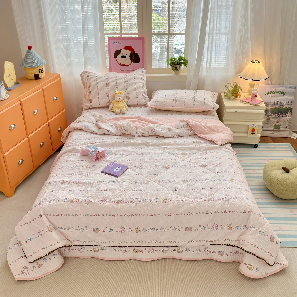 91家纺网 家纺一手货源 找家纺 （总）老帅的工厂店 2026新款三角针泡芙夏被床盖四件套