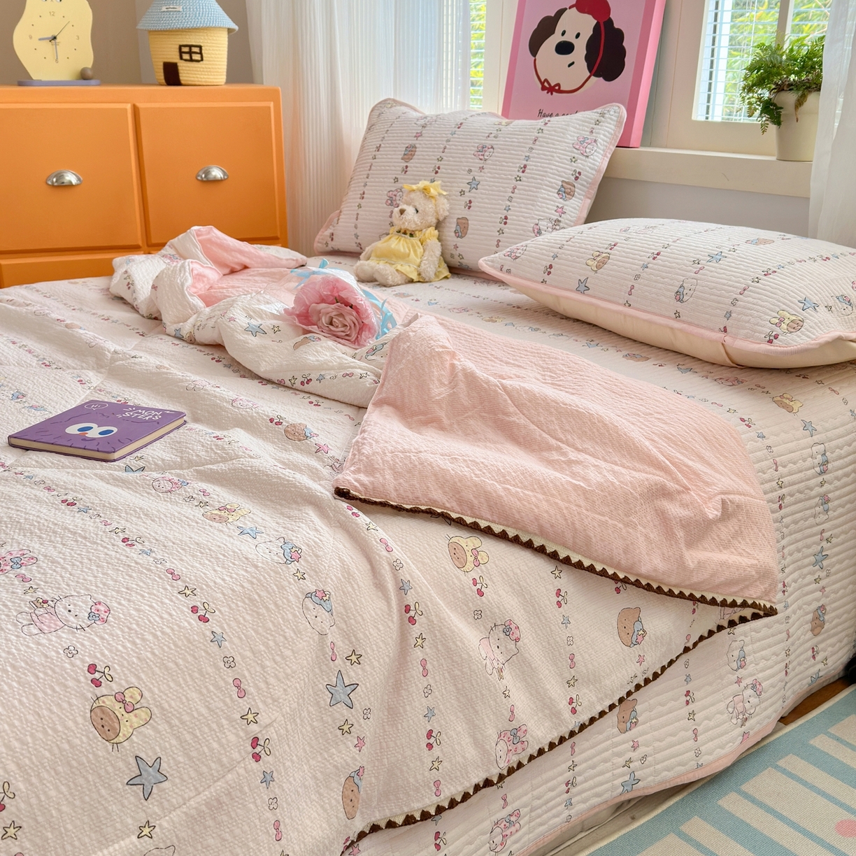 91家纺网 家纺一手货源 找家纺 （总）老帅的工厂店 2026新款三角针泡芙夏被床盖四件套