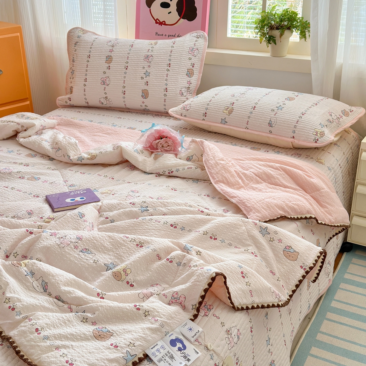 91家纺网 家纺一手货源 找家纺 （总）老帅的工厂店 2026新款三角针泡芙夏被床盖四件套