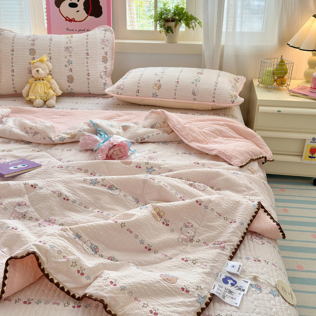 91家纺网 家纺一手货源 找家纺 （总）老帅的工厂店 2026新款三角针泡芙夏被床盖四件套