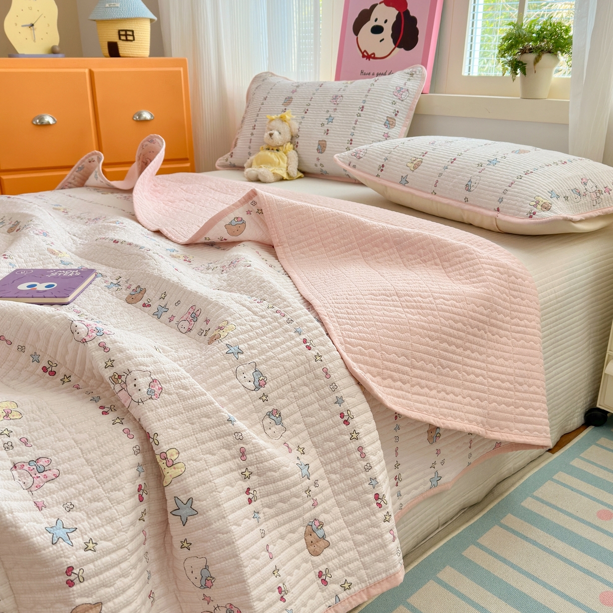 91家纺网 家纺一手货源 找家纺 （总）老帅的工厂店 2026新款三角针泡芙夏被床盖四件套