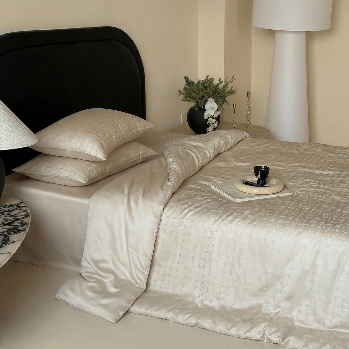 91家纺网 家纺一手货源 找家纺 （总）FORTWO家纺原创设计（FOR TWO家纺） 2026春夏新款60支兰精天丝浮雕提花四件套（[活动报名最低控价(基础价)]具体如下:小号278，中号358，大号398 床笠+10元）