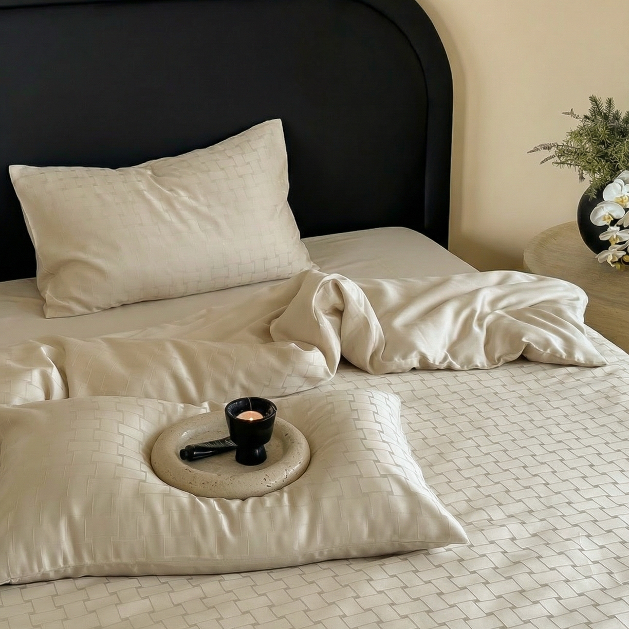 91家纺网 家纺一手货源 找家纺 （总）FORTWO家纺原创设计（FOR TWO家纺） 2026春夏新款60支兰精天丝浮雕提花四件套（[活动报名最低控价(基础价)]具体如下:小号278，中号358，大号398 床笠+10元）