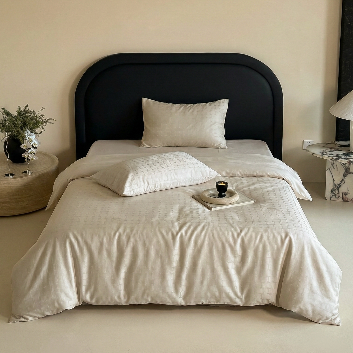 91家纺网 家纺一手货源 找家纺 FORTWO家纺原创设计（FOR TWO家纺） 2026春夏新款60支兰精天丝浮雕提花四件套（[活动报名最低控价(基础价)]具体如下:小号278，中号358，大号398 床笠+10元） 卢浮秘境