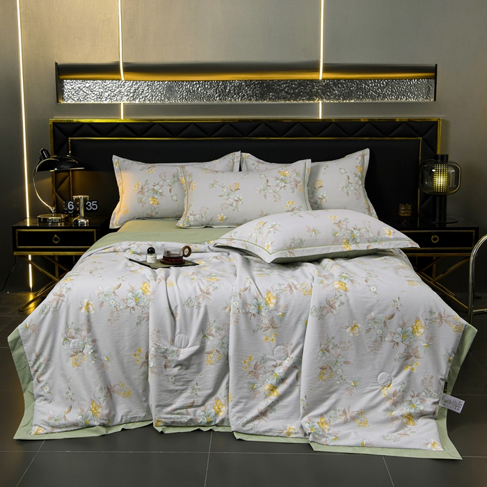 91家纺网 家纺一手货源 找家纺 千嘻汇 2026新款水洗天丝真丝夏被四件套夏凉被空调被 丹青