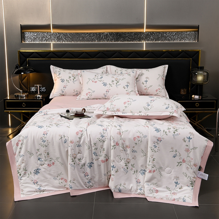 91家纺网 家纺一手货源 找家纺 千嘻汇 2026新款水洗天丝真丝夏被四件套夏凉被空调被 花未央