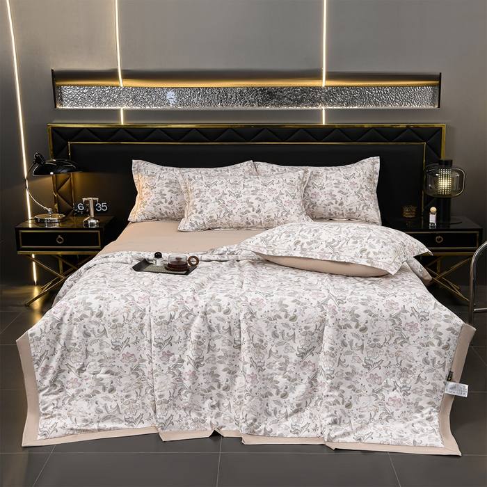 91家纺网 家纺一手货源 找家纺 千嘻汇 2026新款水洗天丝真丝夏被四件套夏凉被空调被 凯西亚