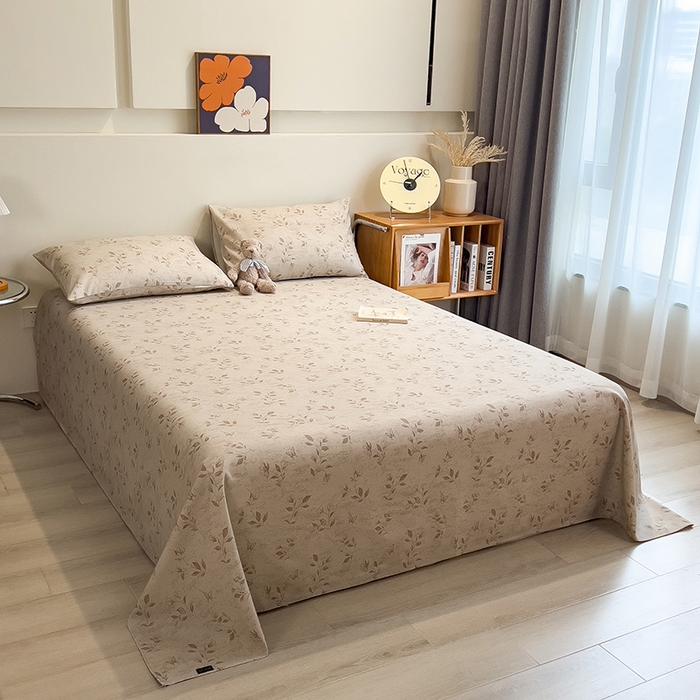 91家纺网 家纺一手货源 找家纺 芃成家纺 2026春夏新款全棉纯棉加厚老粗布单床单床单单件床单三件套 蝶恋花