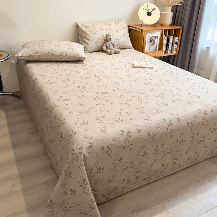 91家纺网 家纺一手货源 找家纺 芃成家纺 2026春夏新款全棉纯棉加厚老粗布单床单床单单件床单三件套 蝶恋花