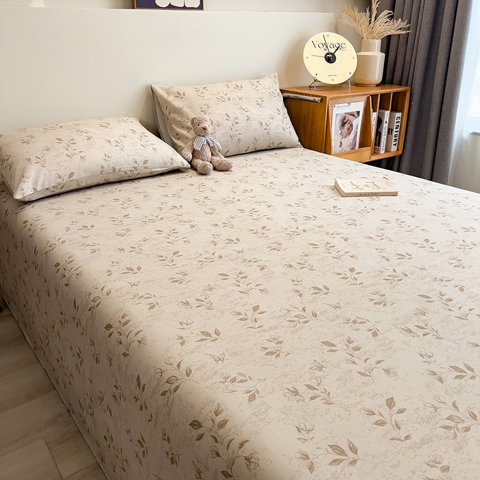 91家纺网 家纺一手货源 找家纺 芃成家纺 2026春夏新款全棉纯棉加厚老粗布单床单床单单件床单三件套 蝶恋花