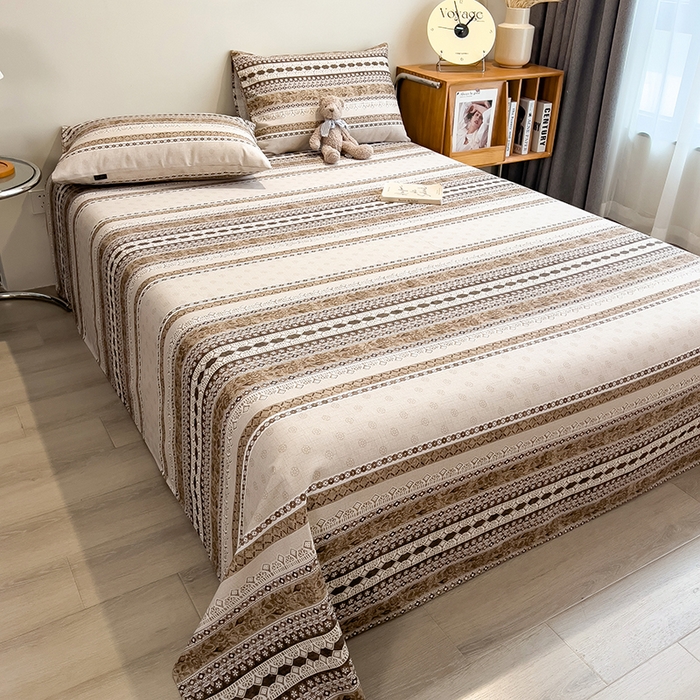 91家纺网 家纺一手货源 找家纺 芃成家纺 2026春夏新款全棉纯棉加厚老粗布单床单床单单件床单三件套 古韵风情