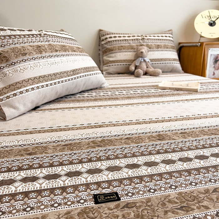 91家纺网 家纺一手货源 找家纺 芃成家纺 2026春夏新款全棉纯棉加厚老粗布单床单床单单件床单三件套 古韵风情