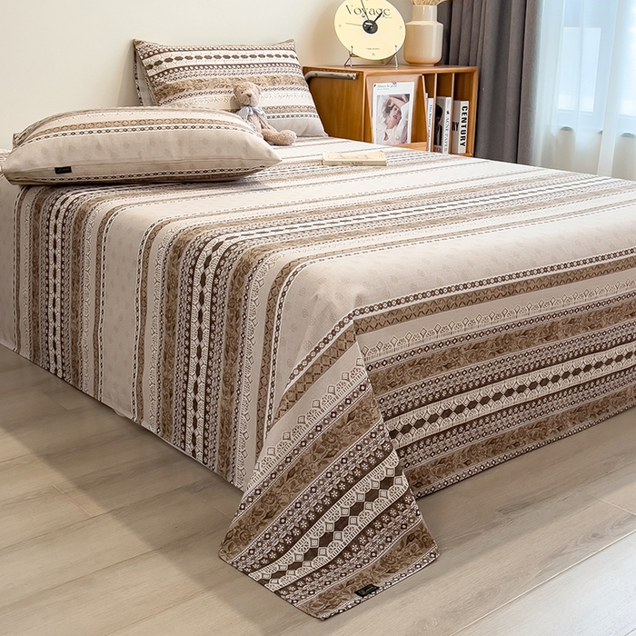 91家纺网 家纺一手货源 找家纺 芃成家纺 2026春夏新款全棉纯棉加厚老粗布单床单床单单件床单三件套 古韵风情