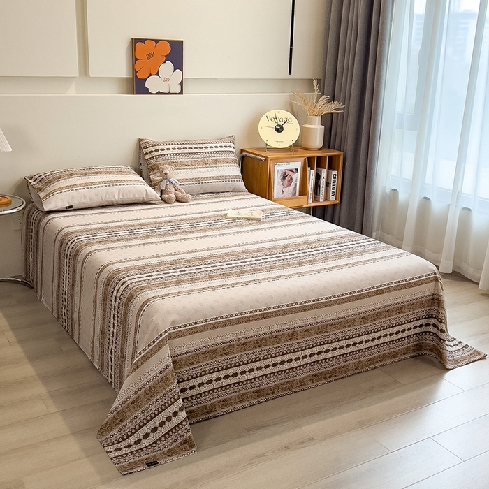 91家纺网 家纺一手货源 找家纺 芃成家纺 2026春夏新款全棉纯棉加厚老粗布单床单床单单件床单三件套 古韵风情