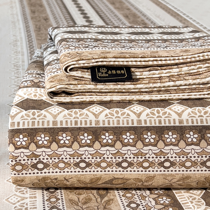 91家纺网 家纺一手货源 找家纺 芃成家纺 2026春夏新款全棉纯棉加厚老粗布单床单床单单件床单三件套 古韵风情