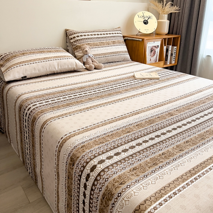 91家纺网 家纺一手货源 找家纺 芃成家纺 2026春夏新款全棉纯棉加厚老粗布单床单床单单件床单三件套 古韵风情