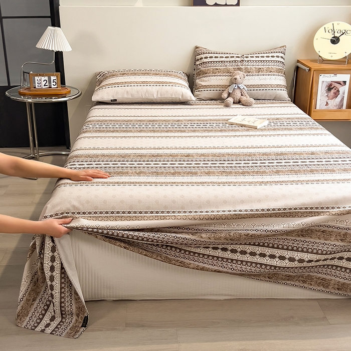 91家纺网 家纺一手货源 找家纺 芃成家纺 2026春夏新款全棉纯棉加厚老粗布单床单床单单件床单三件套 古韵风情