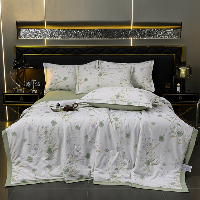 91家纺网 家纺一手货源 找家纺 千嘻汇 2026新款水洗天丝真丝夏被四件套夏凉被空调被 温岚绿