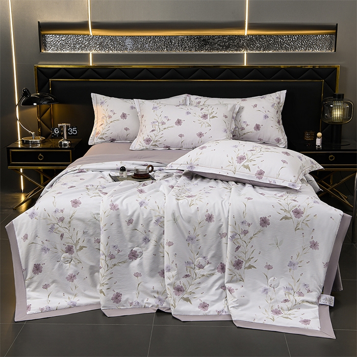 91家纺网 家纺一手货源 找家纺 千嘻汇 2026新款水洗天丝真丝夏被四件套夏凉被空调被 温岚紫