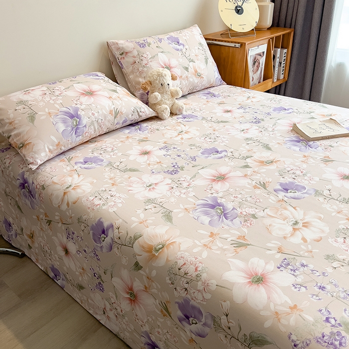 91家纺网 家纺一手货源 找家纺 芃成家纺 2026春夏新款全棉纯棉加厚老粗布单床单床单单件床单三件套 花漫枝