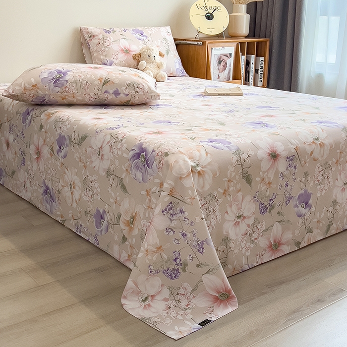 91家纺网 家纺一手货源 找家纺 芃成家纺 2026春夏新款全棉纯棉加厚老粗布单床单床单单件床单三件套 花漫枝