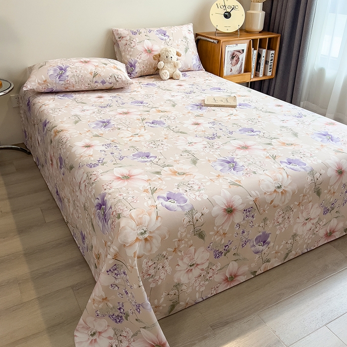 91家纺网 家纺一手货源 找家纺 芃成家纺 2026春夏新款全棉纯棉加厚老粗布单床单床单单件床单三件套 花漫枝