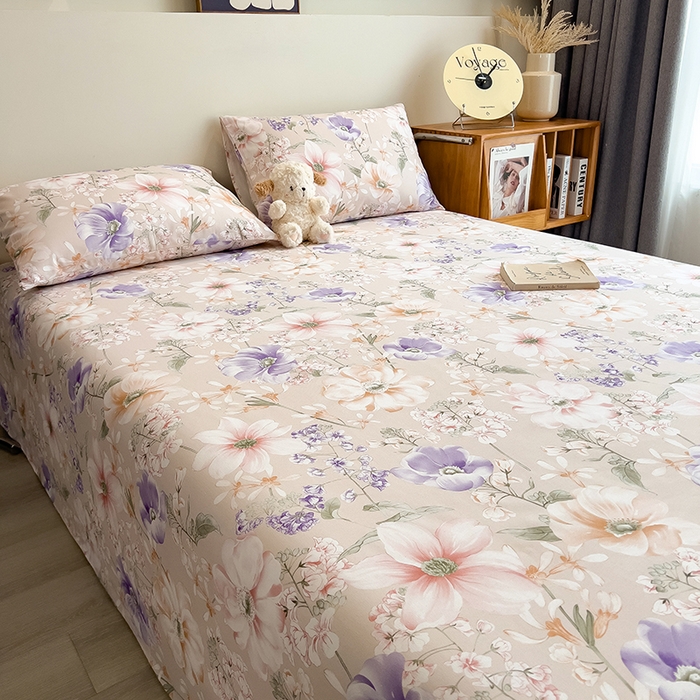 91家纺网 家纺一手货源 找家纺 芃成家纺 2026春夏新款全棉纯棉加厚老粗布单床单床单单件床单三件套 花漫枝