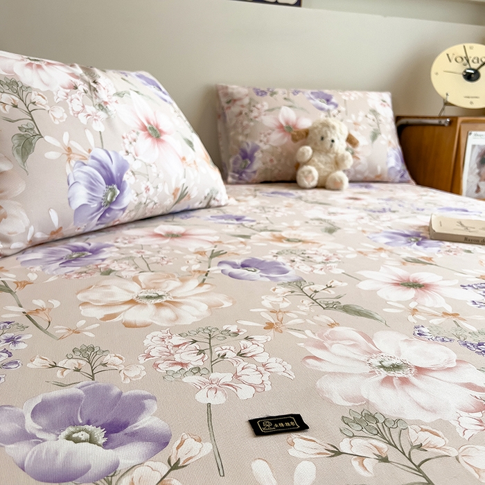 91家纺网 家纺一手货源 找家纺 芃成家纺 2026春夏新款全棉纯棉加厚老粗布单床单床单单件床单三件套 花漫枝