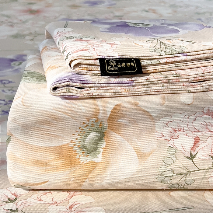 91家纺网 家纺一手货源 找家纺 芃成家纺 2026春夏新款全棉纯棉加厚老粗布单床单床单单件床单三件套 花漫枝