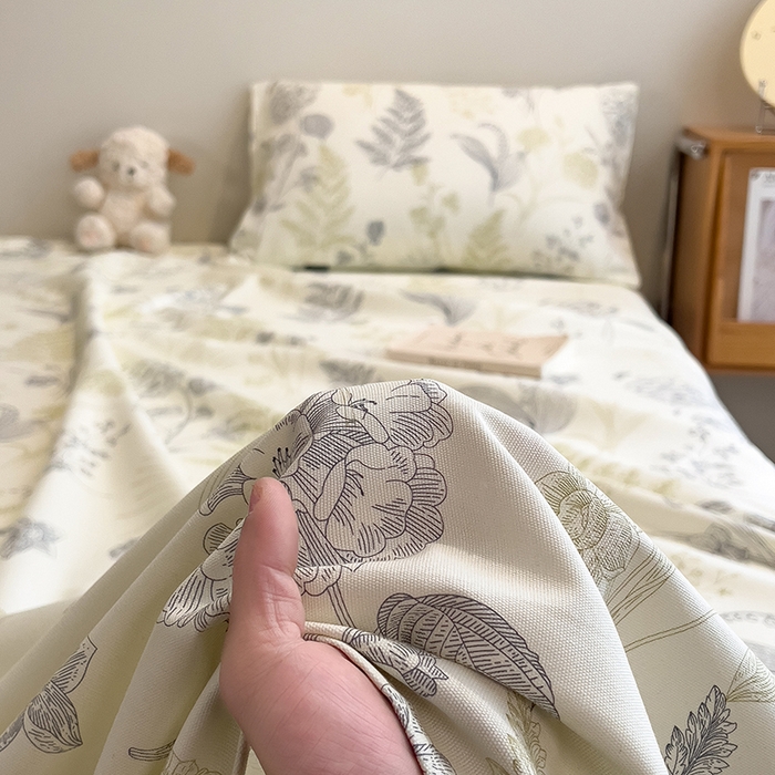 91家纺网 家纺一手货源 找家纺 芃成家纺 2026春夏新款全棉纯棉加厚老粗布单床单床单单件床单三件套 锦棠春