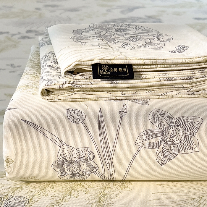 91家纺网 家纺一手货源 找家纺 芃成家纺 2026春夏新款全棉纯棉加厚老粗布单床单床单单件床单三件套 锦棠春