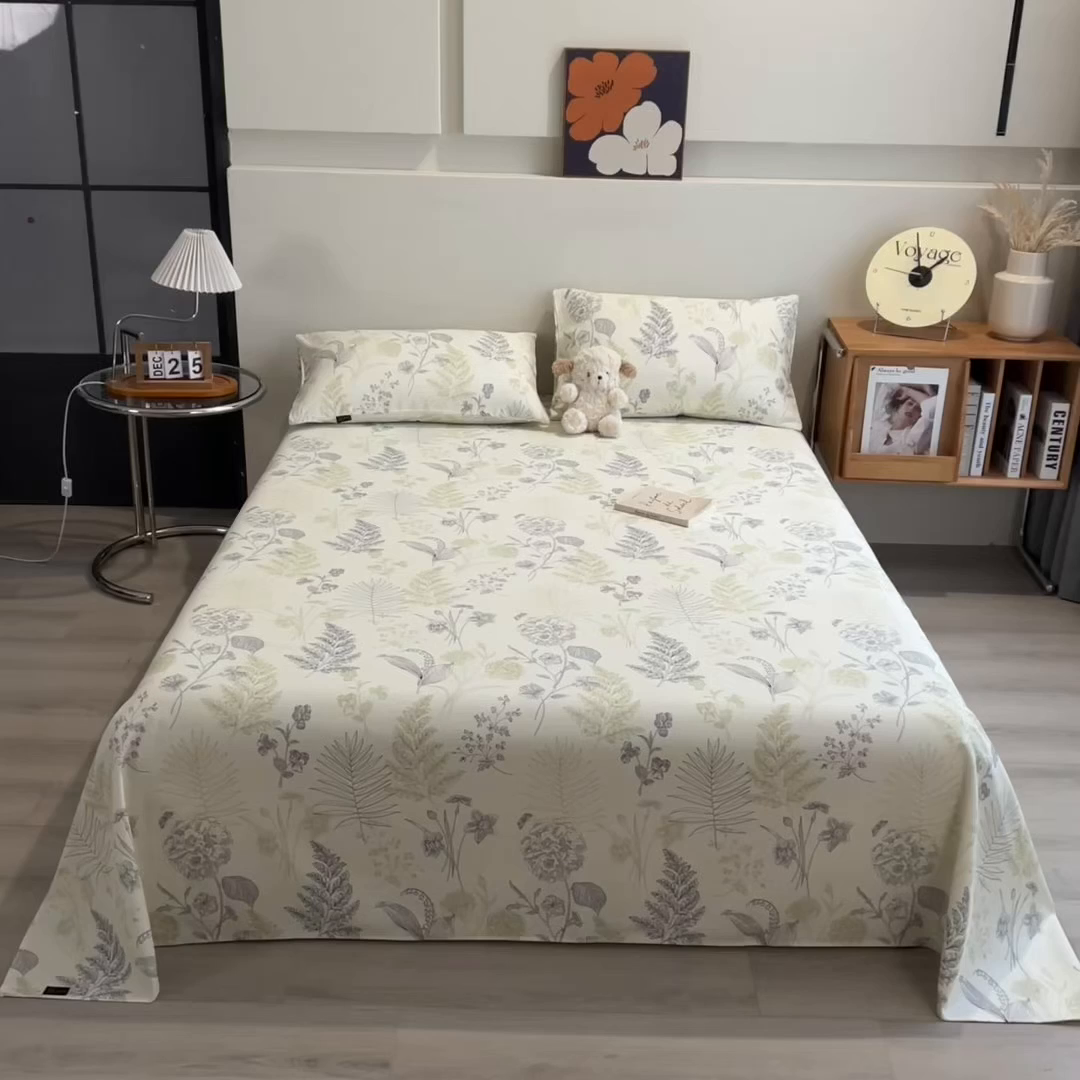 91家纺网 家纺一手货源 找家纺 芃成家纺 2026春夏新款全棉纯棉加厚老粗布单床单床单单件床单三件套 锦棠春